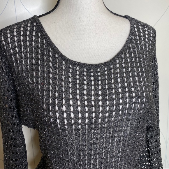 Express open weave dolman sleeve sparkle sweater S - Picture 3 of 6